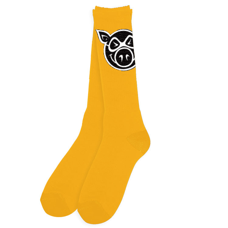 Pig Head Tall Socks Gold
